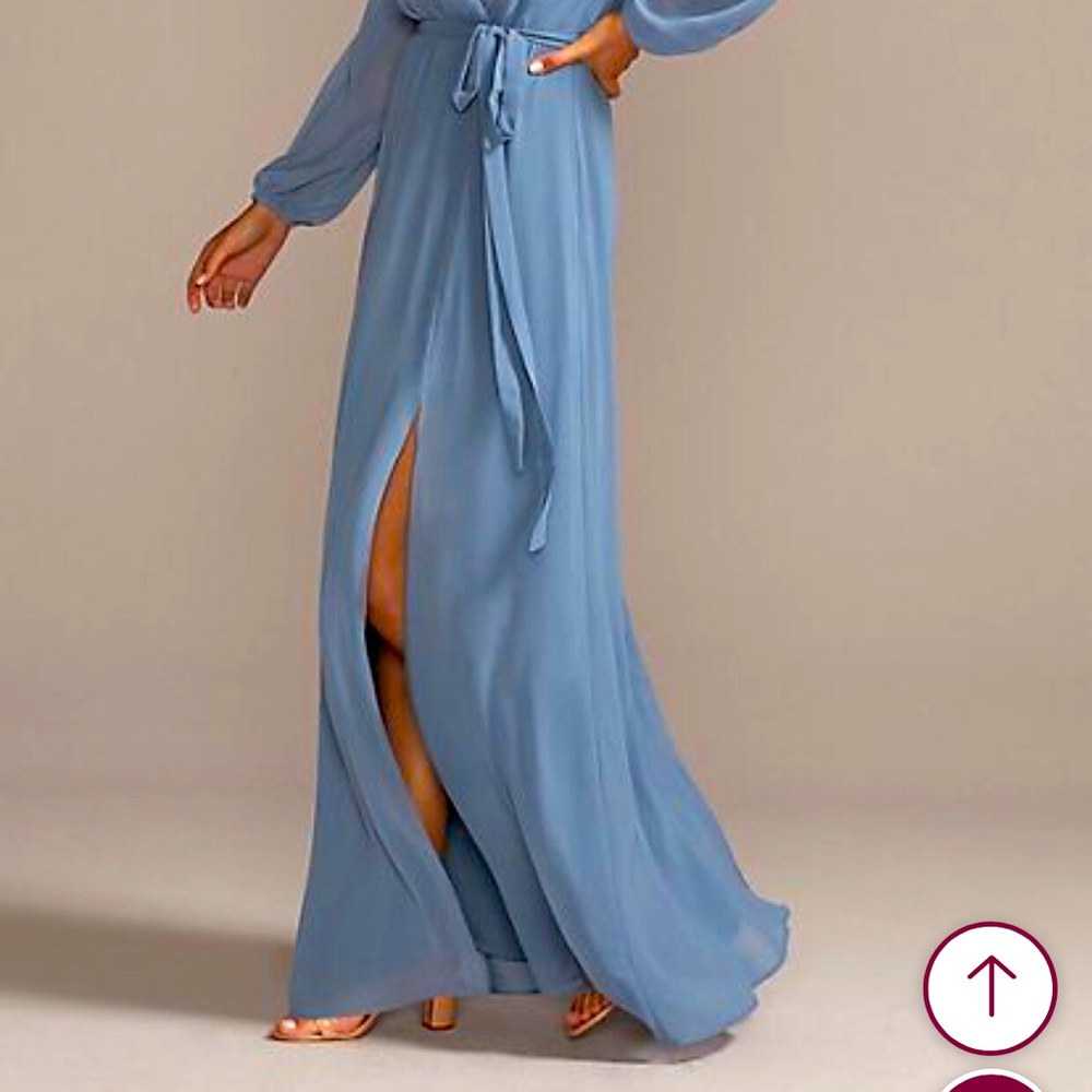 David’s Bridal Chiffon Dress (Slate Blue)